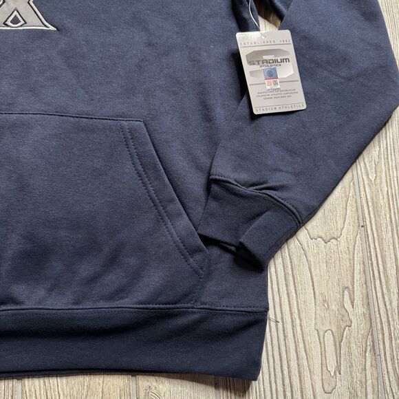 Xavier Musketeers Logo Hoodie Men’s M Blue Stadium Athletics Sewn Letters New - Picture 4 of 12